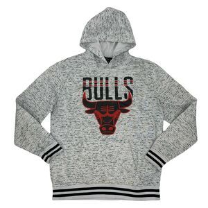 Chicago Bulls Hoodie Men Size L Speckled Black & White Pullover Sweatshirt *READ